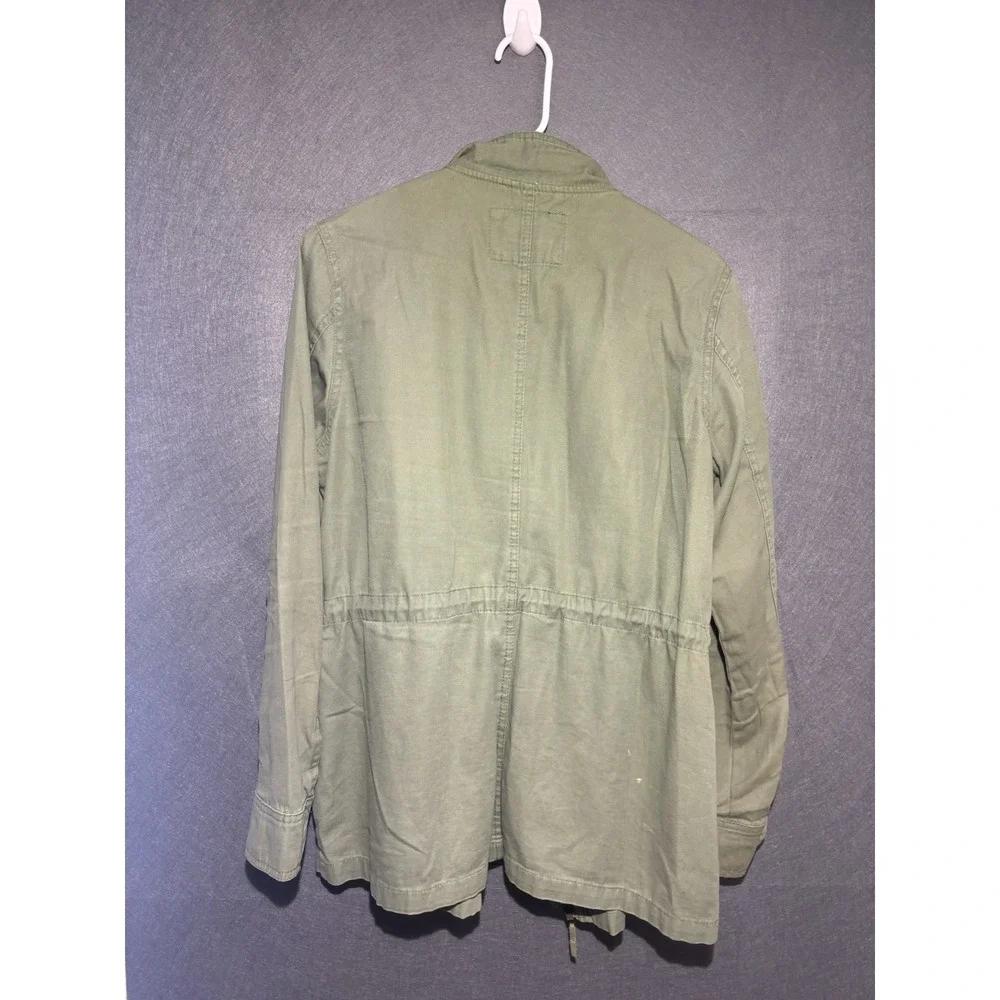Merona Jacket Women's  L Olive Green Cargo Utility Snap Front and Zipper - Picture 12 of 16
